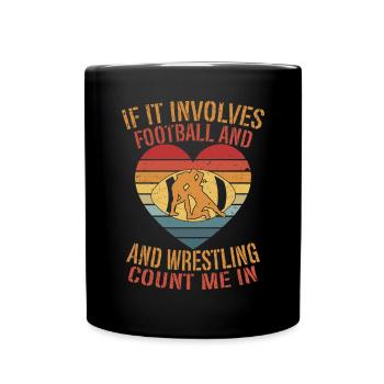 Funny Football And Wrestling Wrestler - Full Colour Mug - black - Front