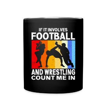 Funny Football And Wrestling Wrestler - Full Colour Mug - black - Front