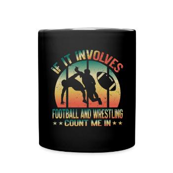 Funny Football And Wrestling Wrestler - Full Colour Mug - black - Front