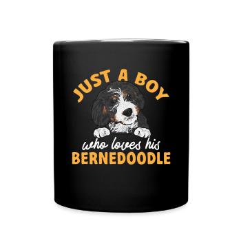 Bernedoodle Hund - Tasse einfarbig - Schwarz - Vorne