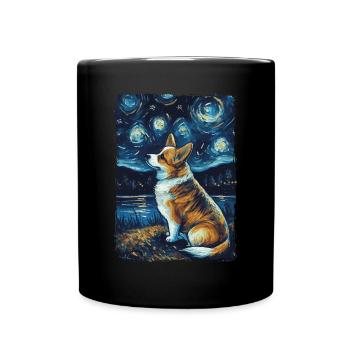 Corgi Nuit étoilée - Mug uni - noir - Devant