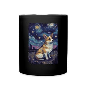Corgi Starry Night - Full Colour Mug - black - Front