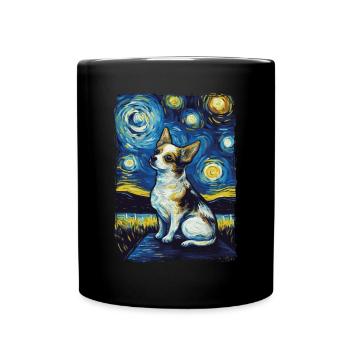 Chihuahua Starry Night - Tasse einfarbig - Schwarz - Vorne