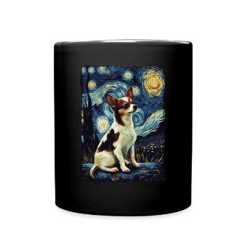 Chihuahua Starry Night - Tasse einfarbig - Schwarz - Vorne