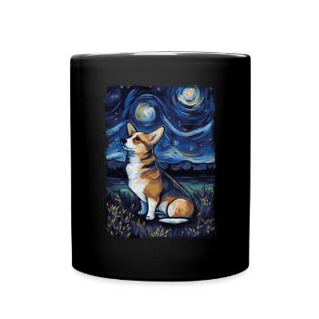 Corgi Starry Night - Full Colour Mug - black - Front
