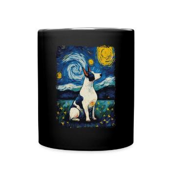 Bullterrier Starry Night - Tasse einfarbig - Schwarz - Vorne