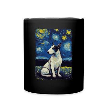 Bullterrier Starry Night - Tasse einfarbig - Schwarz - Vorne