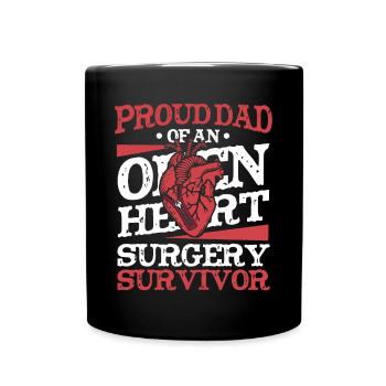 Proud Dad Of Heart Surgery Survivor Open Heart - Full Colour Mug - black - Front