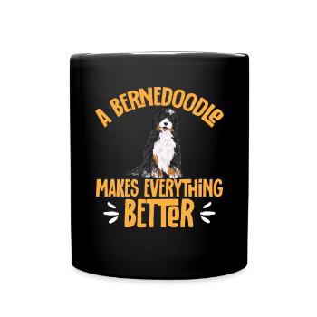 Bernedoodle Hund - Tasse einfarbig - Schwarz - Vorne