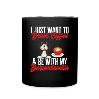 Bernedoodle Hund - Tasse einfarbig - Schwarz - Vorne