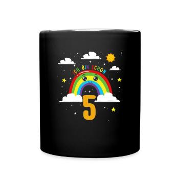 Birthday Rainbow 5 Years I'm 5 - Full Colour Mug - black - Front