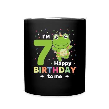 Frog for 7th birthday children seven years old - Full Colour Mug - black - Front