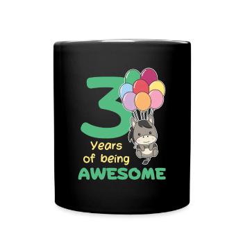Âne pour les enfants de 3 ans de trois ans - Mug uni - noir - Devant