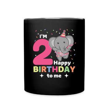Elefant zum 2. Geburtstag Kinder zwei Jahre alt - Tasse einfarbig - Schwarz - Vorne