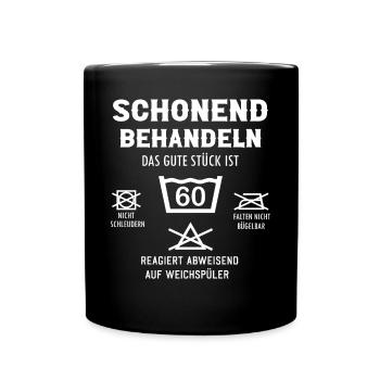 60 in der Wäsche schonend behandeln 60 Jahre alt - Tasse einfarbig - Schwarz - Vorne
