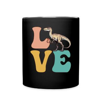 LIEBE Velociraptor Dinosaurier - Tasse einfarbig - Schwarz - Vorne