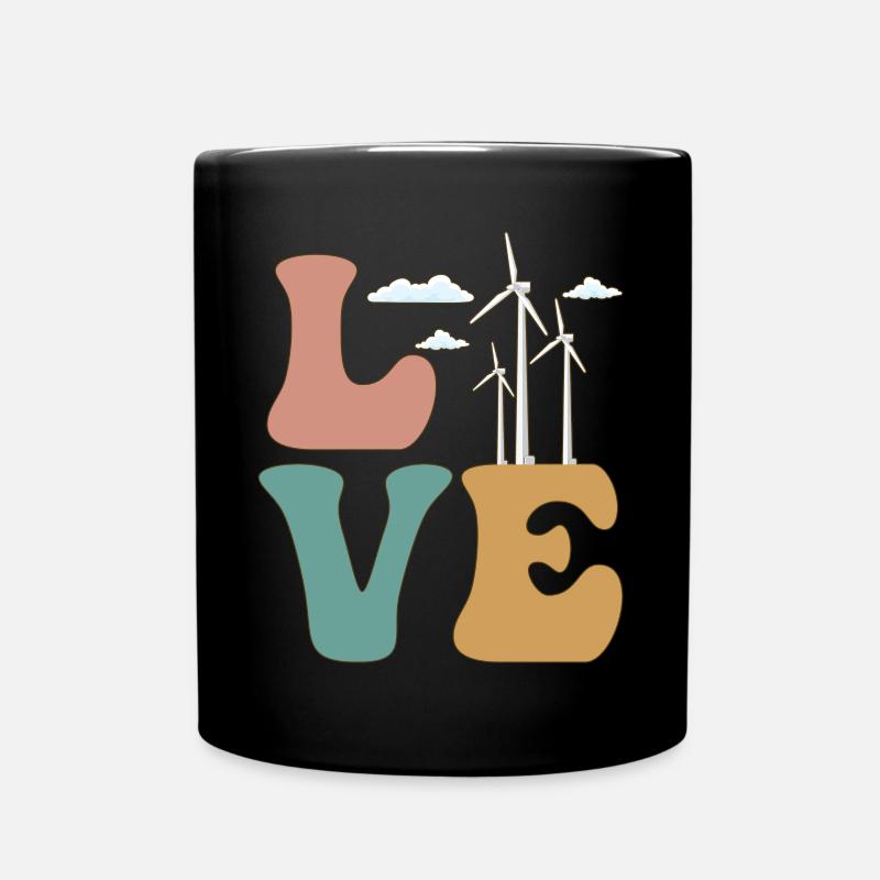 LOVE Windturbine Techniker Energie Windkraftwerk - Tasse einfarbig - Schwarz