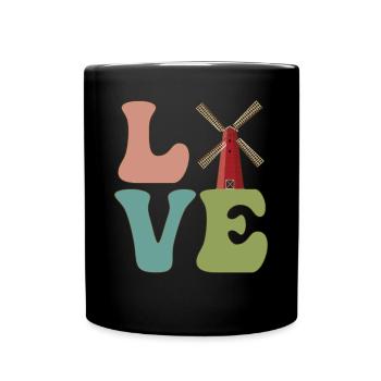 LOVE Windkraftwerk Windkraft - Tasse einfarbig - Schwarz - Vorne
