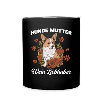 Dog mother and wine lover - Full Colour Mug - black - Front