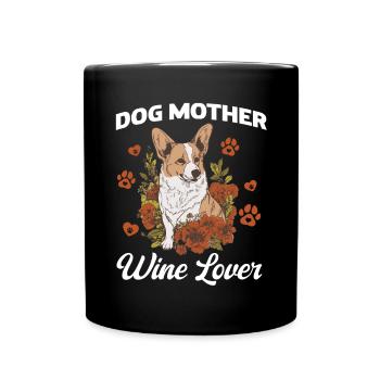 Mère canine et amoureuse du vin - Mug uni - noir - Devant