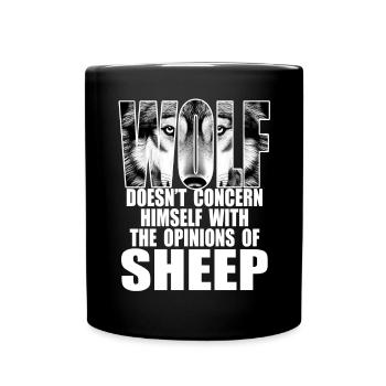 Wolf, Strong and Independent - Full Colour Mug - black - Front