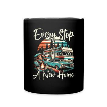 Mobile Home Motorhome Trailer Park Rolling Home - Full Colour Mug - black - Front