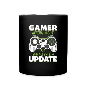 GAMER altern nicht sie erhalten ein UPDATE - Tasse einfarbig - Schwarz - Vorne