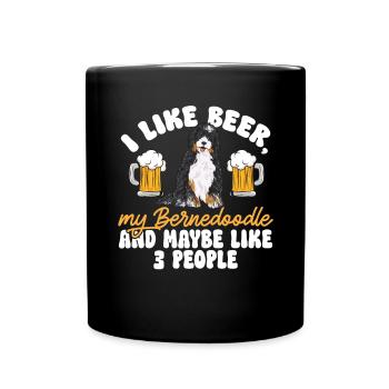 Bernedoodle Hund - Tasse einfarbig - Schwarz - Vorne