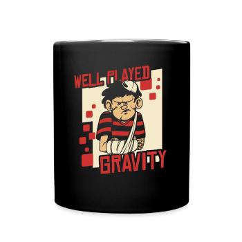 Well Played Gravity Broken Bone Broken Finger - Full Colour Mug - black - Front
