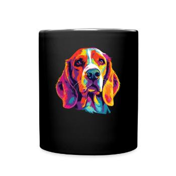 Wasserfarben Farbenfroher Beagle Harrier - Tasse einfarbig - Schwarz - Vorne