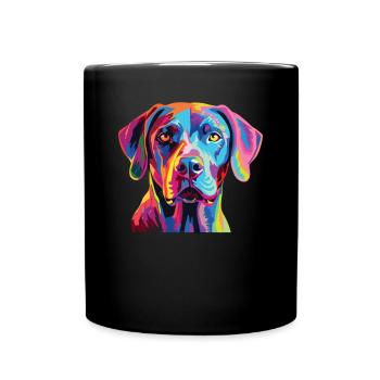 Watercolor Colorful Blue Lacy - Full Colour Mug - black - Front