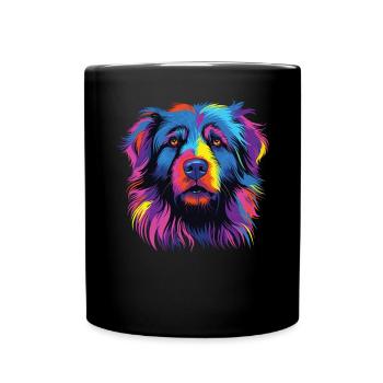 Wasserfarben Farbenfroher Petit Basset Pyrenean - Tasse einfarbig - Schwarz - Vorne