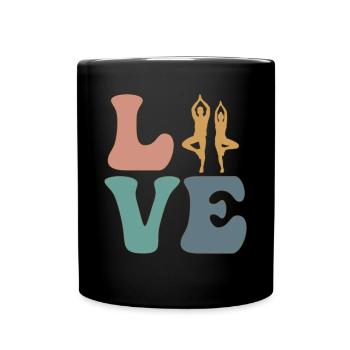 LIEBE Yoga Yogi - Tasse einfarbig - Schwarz - Vorne