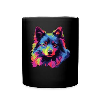 Watercolor Colorful Schipperke - Full Colour Mug - black - Front