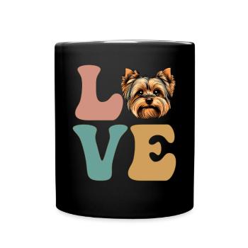 LIEBE Yorkshire Terrier Hund Yorkie - Tasse einfarbig - Schwarz - Vorne