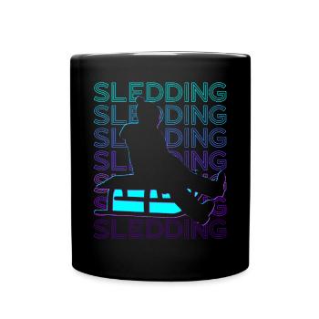 Schlittenfahren Mushing Schlitten Retro - Tasse einfarbig - Schwarz - Vorne