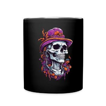 Crâne psychédélique Art Goa Trance champignons - Mug uni - noir - Devant