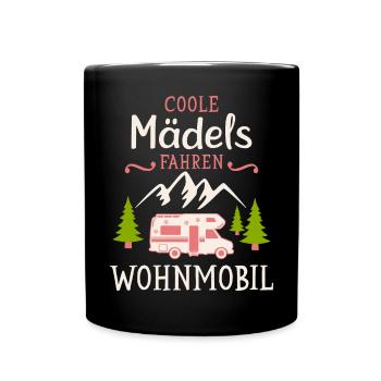 Camping Mädels Wohnmobil Camper Campingplatz - Tasse einfarbig - Schwarz - Vorne