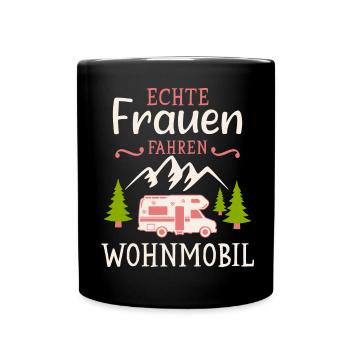 Camping Frauen Wohnmobil Camper Campingplatz - Tasse einfarbig - Schwarz - Vorne