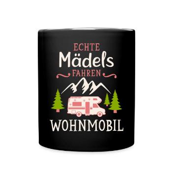 Camping Mädels Wohnmobil Camper Campingplatz - Tasse einfarbig - Schwarz - Vorne