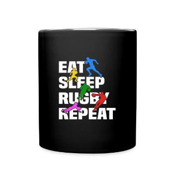 Eat Sleep Rugby Repeat - Rugby Player Rugby Sport - Full Colour Mug - black - Front
