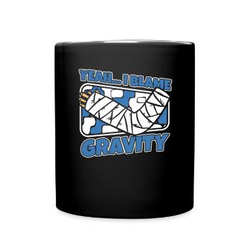 I Blame Gravity Broken Bone Broken Finger Bone - Full Colour Mug - black - Front