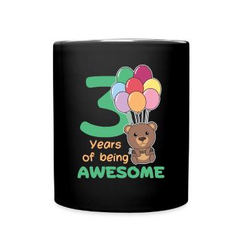 Bear for 3rd birthday children three years old - Full Colour Mug - black - Front