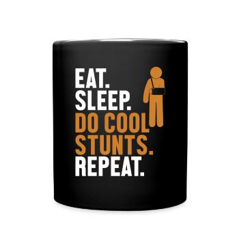 Manger, dormir, faire des cascades cool, répéter, doigt cassé - Mug uni - noir - Devant