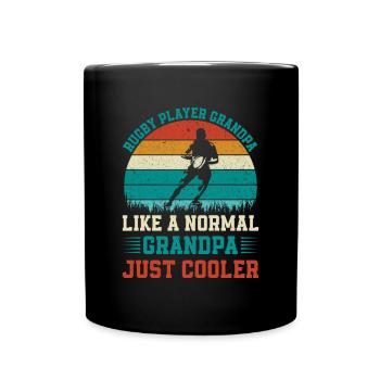 Rugby Player Grandpa like a normal Dad just cooler - Full Colour Mug - black - Front