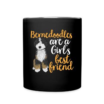 Bernedoodle Hund - Tasse einfarbig - Schwarz - Vorne