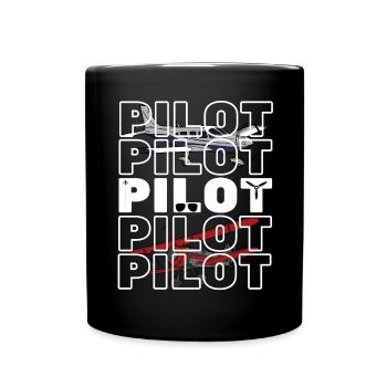 Pilot Jet Airplane Cabin crew Commander Co-Pilot - Full Colour Mug - black - Front