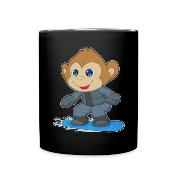 Affe Snowboarder Snowboard - Tasse einfarbig - Schwarz - Vorne