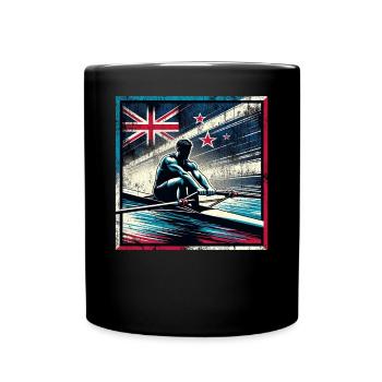 Drapeau de la Nouvelle-Zélande aviron homme godille Pat - Mug uni - noir - Devant