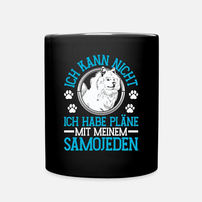 Plans with my Samoyed sled dog - Full Colour Mug - black